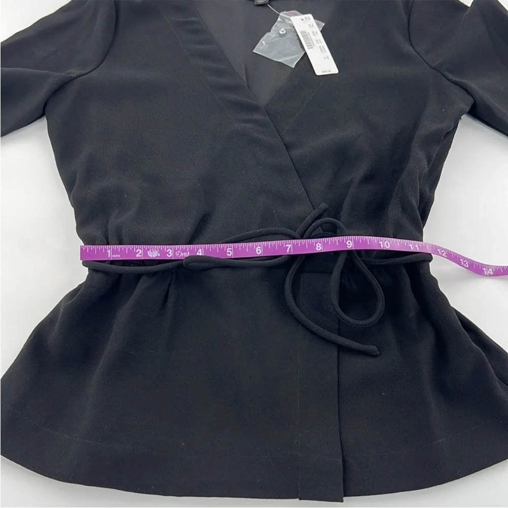 NWT J.Crew Drapey Crepe Faux-Wrap professional structured essential‎ black top